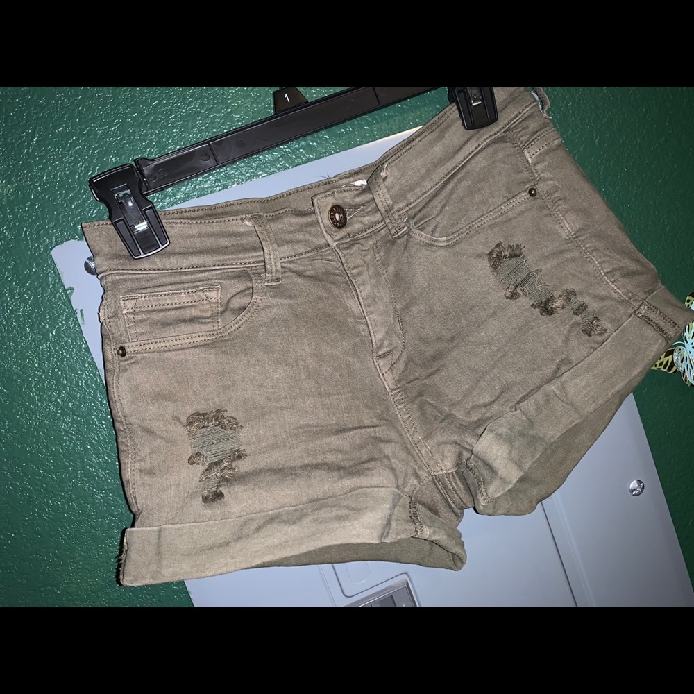 Denim Green Shorts